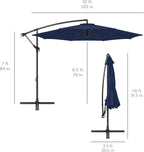 Best Choice Products 10ft Offset Cantilever Hanging Market Patio Umbrella, 8 Sturdy Ribs, Easy Adjustment - Navy Blue