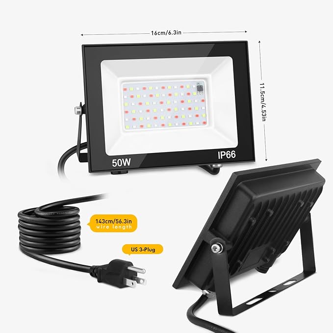 Flood Security Lights 2 Pack 50W RGB Color Changing Outdoor Floodlight