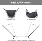 SUNCREAT 2-in-1 Hammocks Convertible Portable Double Hammock with Stand Included, Outdoor Hammock and Stand, Patented, Dark Grey with Tassel