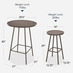 Best Choice Products 3-Piece Patio Dining Set, Bar Height, Outdoor Bistro Set, Outdoor Round Bar Table w/ 2 Bar Stools, Steel - Taupe