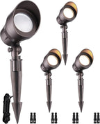 LEONLITE Low Voltage LED Landscape Spotlight, 5W 12V Pathway Lights Outdoor, CRI90, Aluminum Spot Lights for Garden, ETL Listed, IP65 Waterproof, 3000K Warm White, Oil Rubbed Bronze, Pack of 4
