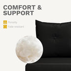 DWVO 3-Seats Wicker Hanging Porch Swing Chair Outdoor Gray Rattan Patio Swing Lounge 3 Back Cushions Capacity for Garden, Balcony, Gray Rattan Black Cushion