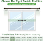 Curtain Rods for Windows 28 to 48, 1 Inch Adjustable Heavy Duty Long Window Outdoor Curtain Rod for Patio, Drapery Rods with Simple End Caps, Size 32"-60", Antique Bronze