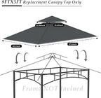 Grill Gazebo Replacement Top, 5 * 8 Outdoor BBQ Top Cover, Double Layer BBQ Gazebo Top Canopy for Model #L-GG001PST-F(Dark Gray)