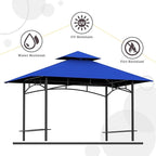 Grill Gazebo Replacement Canopy Top - 5'x8' Outdoor BBQ Tent Roof Cover Double Tiered Outdoor Grill Shelter Fit for Model L-GG001PST-F (Blue)