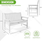 Backyard Expressions Poly Patio Bench (800 Lb Capacity) – Weatherproof Outdoor Bench, Low Maintenance, Heavy-Duty Recycled Material – Ideal for Porch, Patio & Park (White Woodgrain Look)