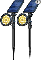 Solar Spot Lights Outdoor, Waterproof Solar Landscape Spotlights 18 LED 2-in-1 Uplights Adjustable Flag Pole Lights Solar Powered 3000k Warm White for Garden Yard Driveway Pathway
