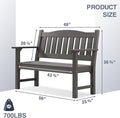 Outdoor Garden Bench, 2-Person Grey Polystyrene Rot-Resistant Seat