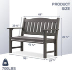 Outdoor Garden Bench, 2-Person Grey Polystyrene Rot-Resistant Seat