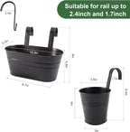 HowRU Metal Iron Flower Pots for Railing Fence Hanging Bucket Pots(5 Pcs) and Hanging Flower Pots Metal Iron Bucket Planter(10 Pcs) (Black)