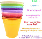 LaLaGreen Hanging Planters Outdoor -10 Pack, 6 Inch Colorful Large Metal Flower Pot, Balcony Planters Railing Hanging Herb Garden Iron Hanging Plant Buckets for Fence Rail Deck Porch Outside Wall