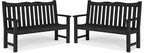 Stoog All-Weather Outdoor Benches Set of 2, Never Fade & Rust-Proof HIPS Plastic Garden Bench, 800lb Capacity, Used for Patio, Backyard, Porch, Black