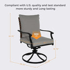 Grand patio 5-Piece Outdoor Dining Set, 4 Leather-Look Wicker Swivel Patio Chairs & 1 Square Dining Table, Black