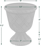 Arcadia Classic Decorative Garden Pot Planter for Indoor Plants, White, 10 x 11" Lattice Plastic Garden Urn