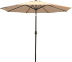 Sunnydaze Outdoor Patio Umbrella - Polyester Table Market Umbrella with Push-Button Tilt and Crank - 8 Sturdy Ribs - Beige - 9ft