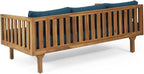 Merax Solid Acacia Wood Couch Chaise Lounge Chair Indoor, 3 Seater Daybed Sofa Couches with Cushions & Pillow, Heavy Frame Day Bed for Living Room, Office, Outdoor, Balcony, Patio, Water Resistant