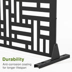 Casaphoria Metal Privacy Screen Outdoor, 72" H x 47" W Freestanding Decorative Privacy Screen for Patio Deck Balcony Garden with Stable Base, Black Helen