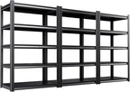 Set of 3 71"H-35"W Garage Shelving-2050LBS 5 Tier Storage Shelves,Adjustable Heavy Duty Metal Shelving Unit and Storage Large Rack,Utility Steel Shelf For Shop Warehouse Industrial Pantry 71"x35"x16"