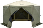 VEVOR 12x12ft Pop Up Gazebo Tent with Mosquito Netting, 6 Removable Wind Panels & 2 Mesh Windows, Outdoor Canopy Shelter for Patio, Army Green