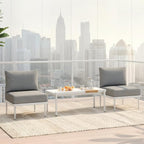 Sundale Outdoor 3 Pieces Patio Furniture Set, Metal Outdoor Sectional Sofa with Coffee Table, All-Weather Modern Outdoor Conversation Sets for Balcony, Porch, Poolside, Sunroom