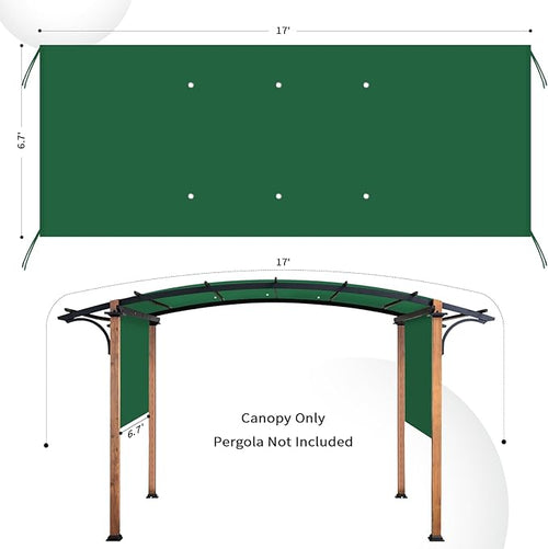 17x6.8 Ft Universal Pergola Replacement Canopy, Outdoor Canopy Shade Cover(Cover Only) (Green)