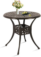 Patio Dining Table,Cast Aluminum Patio Table with Umbrella Hole, Outdoor Bistro Table for Backyard, Garden, Patio