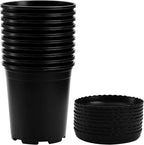 Fasmov 10PCS 1 Gallon Durable Nursery Pot Garden Flower Pots Nursery Plant Container Kit with 10 Pcs Matching Pallets, Black