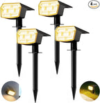 HIBOITEC Solar Spot Lights Outdoor Waterproof 59LED Landscape Lights Solar Powered Uplights Adjustable Brightness Dusk to Dawn for Outside Garden Yard Trees 4 Packs Warm White
