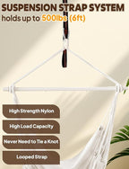 Chihee Hammock Chair Swing Chairs Strong Metal Collapsible Spreader Bar Portable Hanging Chair Max 500 lbs Comfy Seat Patio Lawn Cotton Blended for Superior Comfort Durability Indoor Outdoor