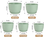 Plant Pots 10/9/8/7.5/7 inch Flower Pots with Multi Mesh Drainage Holes, Planters for Indoor Outdoor Garden Plants and Flowers. (Green)