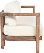 Merax 3 Seater Outdoor Acacia Wood Patio Sofa with Cushions for Porch, Garden, Backyard, Balcony, Brown wash, Beige Cushion