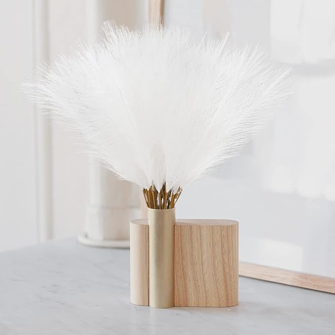 Artificial Pampas Grass Stems, 50 Pack, 21.6 Inch White Silk Plumes
