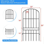 Decorative Garden Fence, 15 Panels, Black Metal, 25 in High