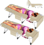 ABORON Sun Tanning Chair, 3 in 1 5 Positions Adjustable Heavy Duty Folding Chaise Lounge Chairs, Oversized with Mat/Pillow/Face Arm Hole, for Beach Pool Lawn Yard Patio