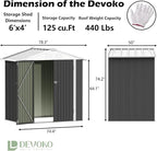 Devoko Outdoor Storage Shed 6 x 4 FT Lockable Metal Garden Shed Steel Anti-Corrosion Storage House with Double Lockable Door for Backyard Outdoor Patio (Gray)