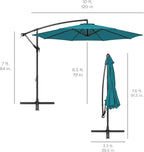 Best Choice Products 10ft Offset Cantilever Hanging Market Patio Umbrella, 8 Sturdy Ribs, Easy Adjustment - Cerulean