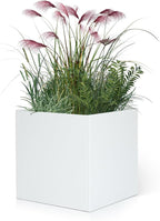 White Outdoor Planter Square Steel Planters Galvanized Steel Planter Box 20 Inch Indoor Metal Large Planters Cube Heavy Duty Modern Commercial Residential for Trees Patio Yard Garden