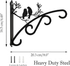 Heavy Duty Outdoor Hanging Plants Brackets, Plant Hangers with Wall Mounted Solid Steel Indoor Hooks, Basket Lantern/Light/Bird Feeder, Pack of 2 Garden Gifts Black (8 inch Black)