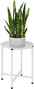Bamworld White Plant Stand Indoor Small Plant Table for Large Plants Outdoor Single Plant Holder Heavy Duty Plant Stool for Patio Garden Balcony Living Room Small Round Side Table