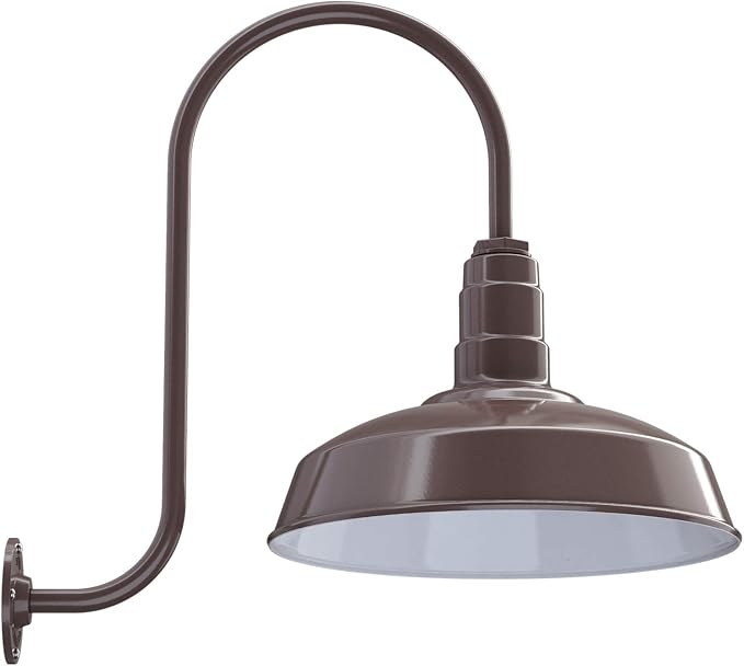 Wall Light, 16-Inch Dome Farmhouse Barn Fixture in Dark Bronze Steel