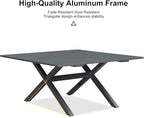 PURPLE LEAF 5 Pieces Oversized Square Patio Dining Set with Outdoor Aluminium Dining Table and Woven Chairs Modern Metal Furniture Cushions Sets for Garden Yard Indoor Decor Kitchen Gray