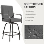 Patio Swivel Bar Stools, Outdoor Bar Height Swivel Chairs Set of 2 - Image 5