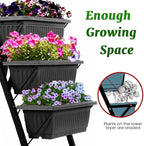 SEJOV 2 Pack Vertical Raised Garden Bed, 5 Tiers Elevated Planter Box for Herbs Vegetables Flowers, Graden Vertical Planter with Drainage System for Patio Balcony Garden Outdoor Indoor Plants, Black