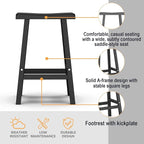 Bar Stools Set of 4, Waterproof UV-Resistant,Durable Resin Kitchen Island Chairs for Indoor & Outdoor Use, Modern Design for Home,Bar,and Cafe (29'' Black-4)