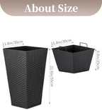 Sziqiqi Tall Planter for Indoor Outdoor: Set of 2 Large 21.6in Metal Taper Plant Pots with Inner Pots - Square Black Flower Pot with Drainage Holes for Outside Front Door Patio Garden Floor