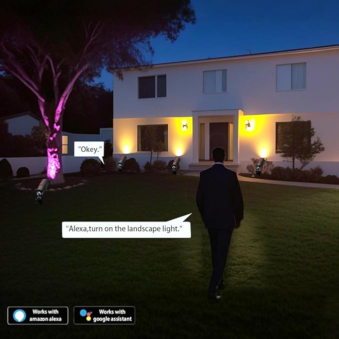 Outdoor Spotlights, 12V Die-Cast Aluminum with RGB+CCT MR16 Bulbs