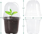 30 Packs 4 Inch Reinforced Clear Nursery Pots with Humidity Dome, Transparent Plastic Plant Pot Seedling Planter with Drainage Holes for Vegetable Propagation, Root Cutting, Seed Starting
