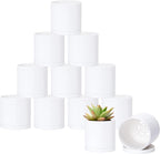 Planters: Set of 12 Matte White Plastic Pots, 3.5 Inch with Saucers