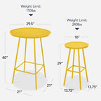 Best Choice Products 3-Piece Patio Dining Set, Bar Height, Outdoor Bistro Set, Outdoor Round Bar Table w/ 2 Bar Stools, Steel - Yellow