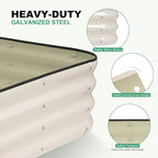 1MORE Raised Garden Bed -5X3X1 Galvanized Planter Box for Outdoor Gardening,4 in 1 Modular Raised Bed Kit with Protective Tape, Gloves for Herb，Ideal for Vegetables and Plants.White-2Pcak
